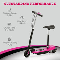 HOMCOM Folding Electric Scooter with Warning Bell for Ages 4-14 Years PINK
