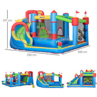 
              Outsunny Kids Inflatable Bouncy Castle 6 in 1 Water Slide Water Gun & Air Blower
            