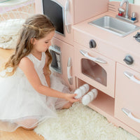 Teamson Kids Pink Wooden Toy Kitchen with Fridge by Play Kitchen TD-11413P
