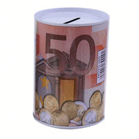 
              Euro Dollar Round Piggy Bank Metal Cylinder Money Box Children Craft Change Box Modern Simple Tinplate Piggy Bank
            