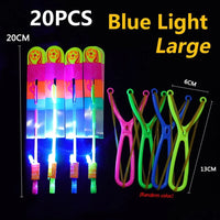 1/3/5/10/20/50/100pcs Amazing Light Toy Arrow Rocket Helicopter Flying Toy LED Light Toys Party Fun Gift Rubber Band Catapult