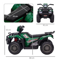 
              HOMCOM 12V Electric Quad Bike for Kids with LED Headlights, Music - Green
            