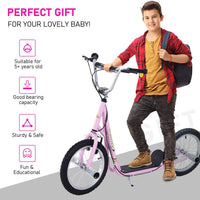 Teen Scooter Children Stunt Scooter 16" Tyres Adjustable Height, Pink