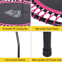 HOMCOM Trampoline Outdoor Bouncer Jumper Adjustable Handle Adult Kid Pink