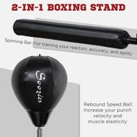 SPORTNOW Adjustable Speed Bag Boxing Bag with Stand Reflex Bar Black