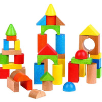 Lelin 50 Blocks Wooden Building Shape Construction Blocks For Children Toddler Kids