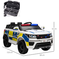 
              12V Kid Electric Ride On Police Car with Remote Siren Bluetooth 3-6 Years HOMCOM
            