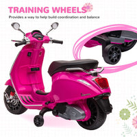 
              AIYAPLAY Vespa Licensed 12V Kids Electric Motorbike w/ 2 Training Wheels - Pink
            