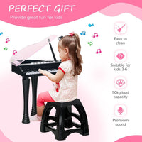 
              AIYAPLAY 32 Keys Kids Piano Keyboard with Stool Lights Microphone BLACK
            