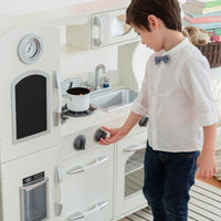 Teamson Kids Retro Wooden Kitchen Toy Kitchen White With Ice Maker TD-11414W