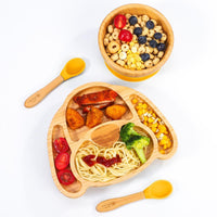 VINSANI BAMBOO DOG BABY PLATE BOWL & SPOON SET