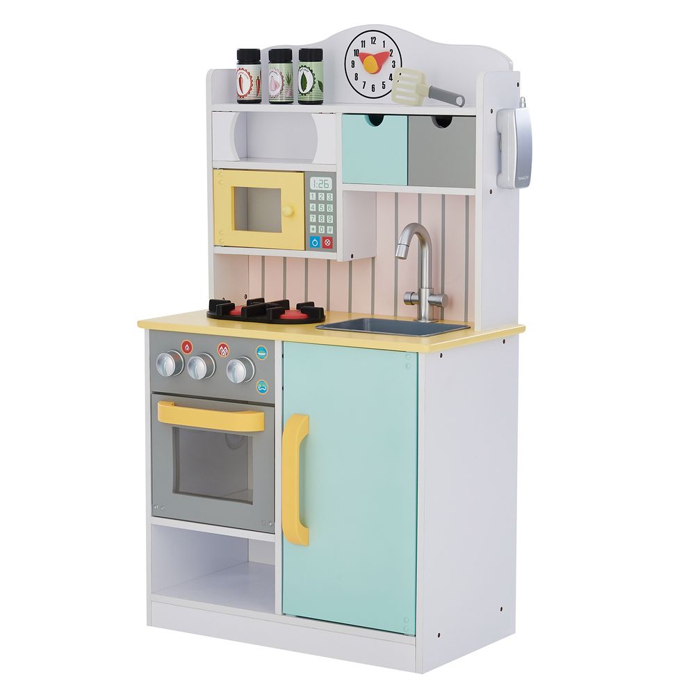 Teamson Kids Little Chef Florence Wooden Toy Kitchen with 5 Role Play Accessories TD-11708AR