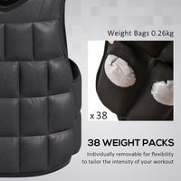 HOMCOM 15KGS Adjustable Weight Vest Running Gym Training Weight Loss Black