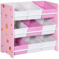 
              Kids Storage Unit with 9 Removable Storage Baskets for Nursery Playroom, Pink
            