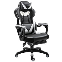Vinsetto Gaming Chair Ergonomic Reclining with Manual Footrest Wheels Stylish Office White