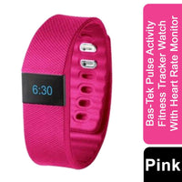 Bas-Tek Pulse Activity Fitness Tracker Watch With Heart Rate Monitor, Pink