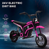 HOMCOM 24V Kids Electric Motorbike with Twist Grip Throttle Music Horn Pink