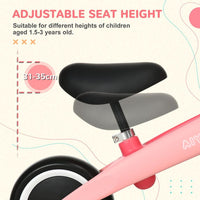 AIYAPLAY Baby Balance Bike Children Bike Adjustable Seat Wide Wheels Pink