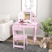 
              AIYAPLAY Kids Dressing Table Set Make up w/ Stool, Drawer, for Playroom
            