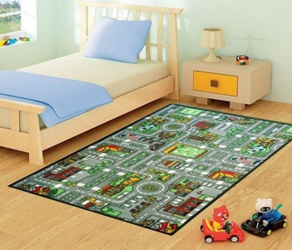 Kids Village Road Rug 80x120cm Cute Design Kids Room Floor