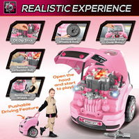 HOMCOM Kids Truck Engine Toy Set with Horn Light Car Key Age 3-5 Years Pink