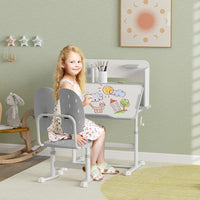 
              AIYAPLAY Kids Desk and Chair Set w/ Tiltable Desktop Reading Rack
            