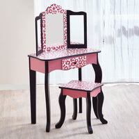 
              Fantasy Fields Kids Vanity Set Wooden Table With Mirror & Stool Pink TD-11670A
            