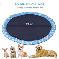 PawHut 170cm Splash Pad Sprinkler for Pets Dog Bath Pool Non-slip Outdoor Blue