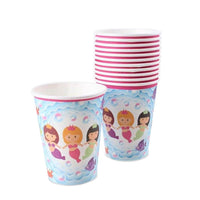 Mermaid Design Disposable 12 Paper Cups For Picnics Parties & Barbecues