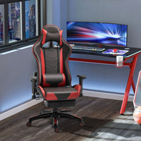 HOMCOM Ergonomic Gaming Chair Reclining Racing Chair with Headrest Swivel Wheels RED