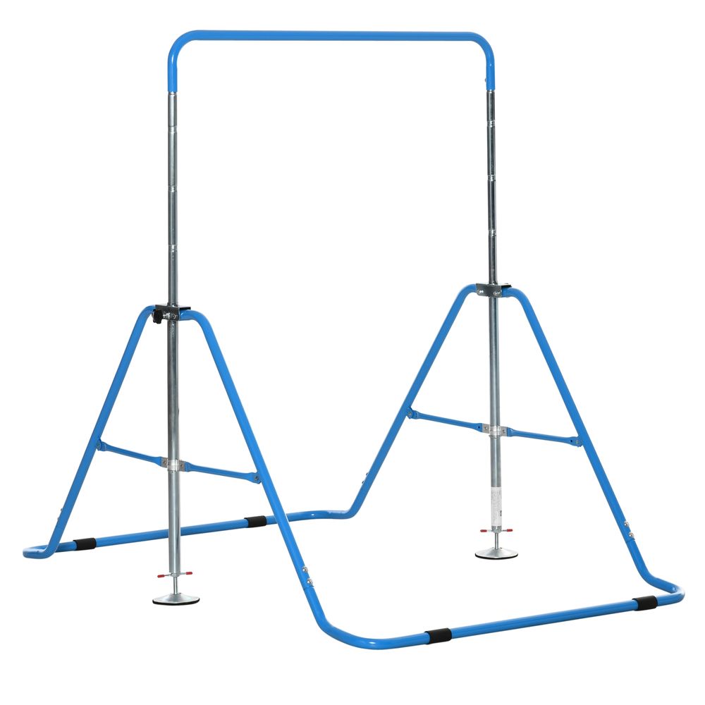 HOMCOM Kids Gymnastics Bar with Adjustable Height Foldable Training Bar Blue