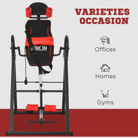 HOMCOM Adjustable Gravity Inversion Table with Safety Belt For Muscle Pain RED