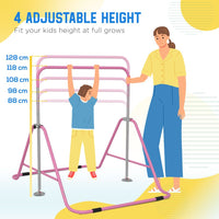 
              HOMCOM Kids Gymnastic Bar with Adjustable Height Foldable Training Bar Pink
            