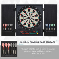 Electronic Dartboard with LED Digital Score Board 27 Games Storage Cabinet