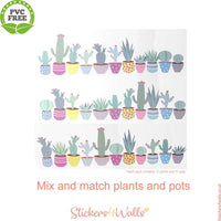 
              Cute Pastel Coloured Cactus themed Fabric Wall Stickers - Reusable
            