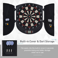 
              HOMCOM Electronic Dartboard Set 26 Games and 185 Variations with 6 Darts and Cabinet to Storage Multi-Game Option Ready-to-Play
            