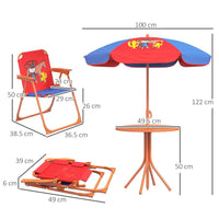 Outsunny Kids Bistro Table and Chair Set with Cowboy Theme Adjustable Parasol
