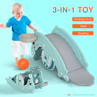 
              HOMCOM 3-in-1 Baby Rocking Horse Portable Slide Basketball Hoop Age 3-5
            