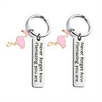 
              1 piece, Flamingo keychain, inspirational gift, never forget how much you have as a stainless steel keychain gift
            