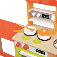 Lelin Wooden Childrens 2 In 1 Kitchen Cooking And Dining Room With Pots & Pans