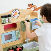 Teamson Kids Little Chef Burylwood Wooden Toy Kitchen with 5 Role Play Accessories TD-11708A