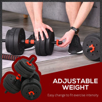 HOMCOM 25kg Adjustable 2 IN 1 Barbell Dumbbells Weight Set for Body Fitness
