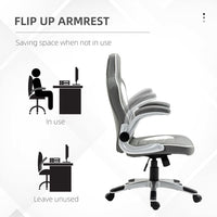 Racing Gaming Chair Height Adjustable Swivel Chair with Flip Up Armrests, Grey