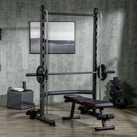 
              HOMCOM Adjustable Squat Rack with Pull Up Bar and Barbell Bar for Home Gym
            