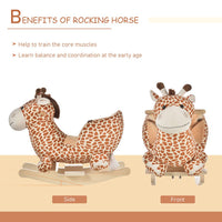 HOMCOM Baby Rocking Horse Kids Ride on Giraffe Plush Toy with 32 Song Seat Belt