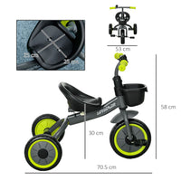 
              AIYAPLAY Kids Trike Tricycle with Adjustable Seat Basket Bell for Ages 2-5 Years Black
            