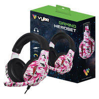 Vybe Headset Camo Design for PS Xbox & PC Gaming with AUX-in Support Diva Pink