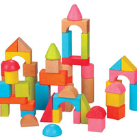 Lelin 50 Blocks Wooden Building Shape Construction Blocks For Children Toddler Kids
