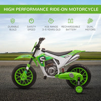 
              HOMCOM 12V Kids Electric Motorbike Ride-On Motorcycle Training Wheels GREEN
            