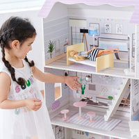 
              Olivia's Little World Large Kids Wooden Dolls House & 16 Accessories Purple
            